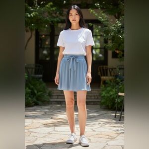 Leifsdottir Anthropologie Tie Waist Pleated Skirt Women’s Size 2 Slate Blue